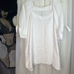 Leo & Nicole White Blouse with Tie Sleeves